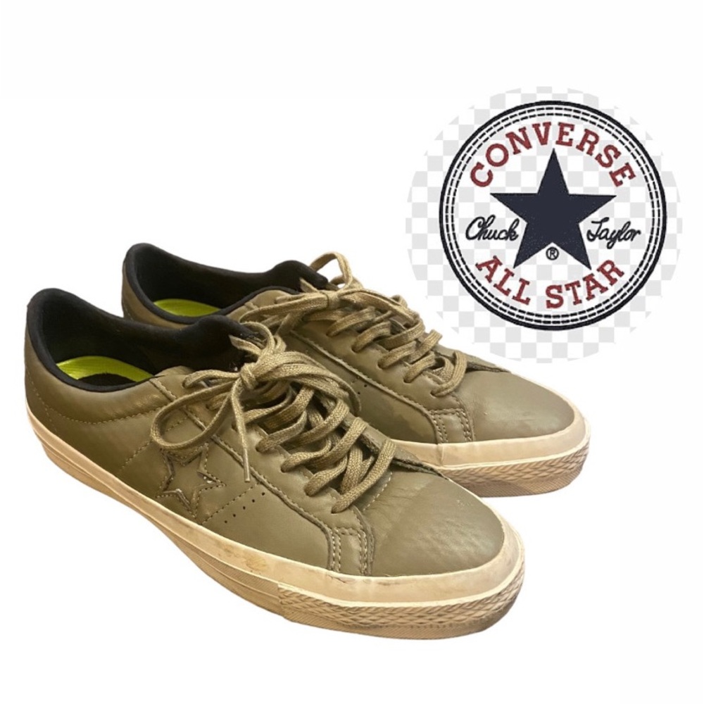 Olive Green Leather Converse